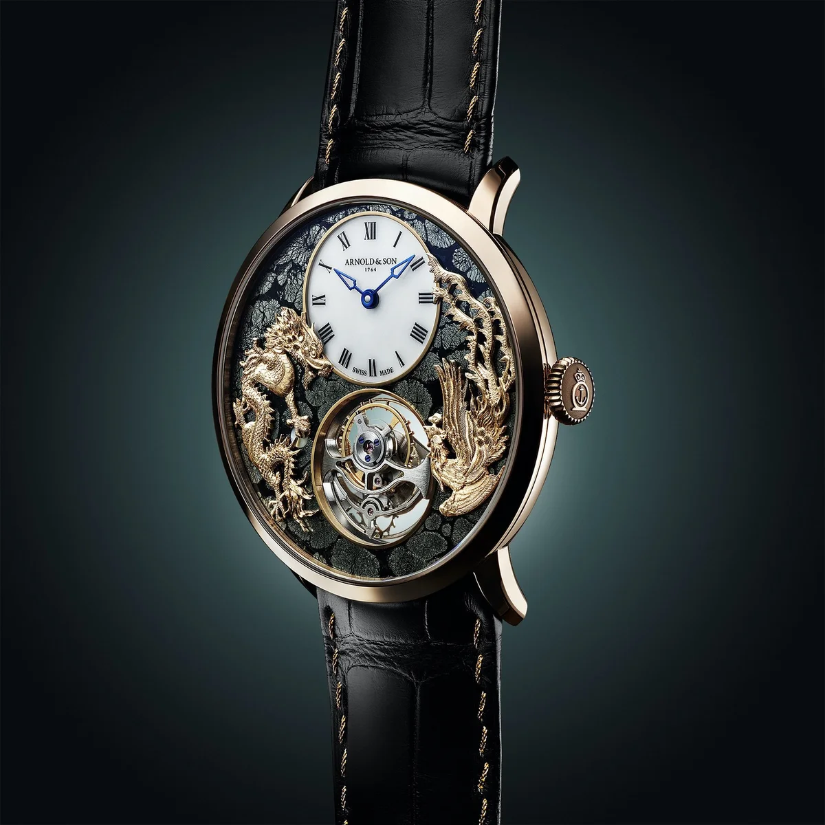 Arnold & Son Ultrathin Tourbillon Dragon & Phoenix Marcassite
